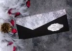 Invitatii nunta plic negru model albastru 21.6 x 9.1 cm