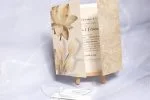 Invitatii de nunta din carton floral cu panglica si cartonas 16.5 x16.5 cm