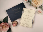 Invitatii nunta eleganta cu plic negru si carton gros crem