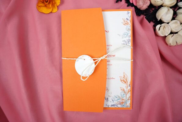 Invitatii nunta orange model floral elegant