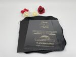 Invitatii nunta plexiglass cu personalizare uv si plic inclus negru