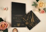 Invitatii nunta neagra cu auriu eleganta