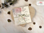 Invitatii nunta de lux cu model floral roz