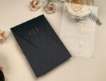 Invitatii nunta plexiglas cu plic inclus nuanta negru