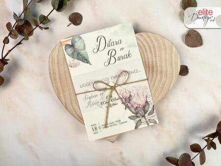 Invitatii nunta cu flori model elegant romantic