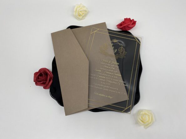 Invitatii nunta din pexiglas plic craft