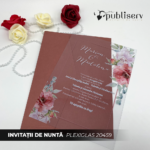 Invitatii nunta din pexiglas plic caramiziu