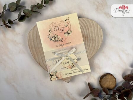 Invitatii nunta crem cu fundita argintie