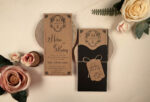 Invitatii nunta craft cu plic negru ecofriendly