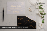 Invitatii nunta eleganta neagra cu detalii aurii