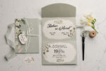 Invitatii nunta eleganta nuanta olive prinatat pe carton gros