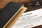 Invitatii nunta lux embosata nunata negru cu auriu