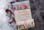 Invitatii nunta bentita roz si model romantic