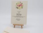 Invitatii nunta din carton cretat crem cu trandafiri