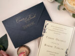 Invitatii nunta eleganta cu plic negru si carton gros crem