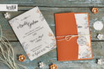 Invitatii nunta orange model floral elegant