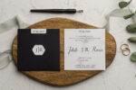 Invitatii nunta eleganta cu plic negru decupat personalizare inclusa