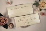 Invitatii nunta eleganta din carton sidef crem