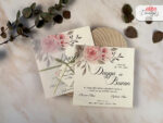Invitatii nunta de lux cu model floral roz