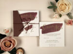 Invitatii nunta elegante crem bordo