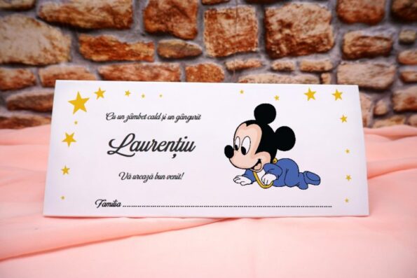 Plic bani botez Mickey si stelute