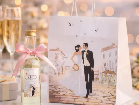 SET cadou nunta punga si sticla 200 ml