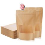 Pungi stand-up cu fereastra si fermoar NATUR – 11×18.50cm – 100 buc.
