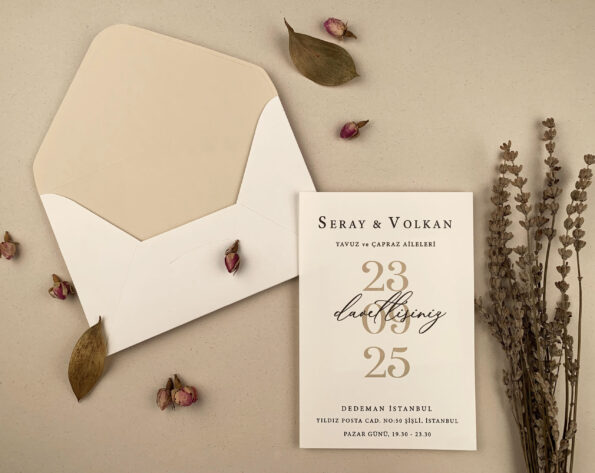 Invitatii nunta crem 18×12 cm