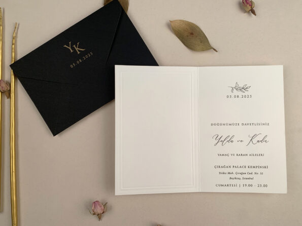 Invitatii nunta negru 15x9 cm