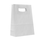 Sacosa hartie cu maner nuanta alb 14x7x21cm