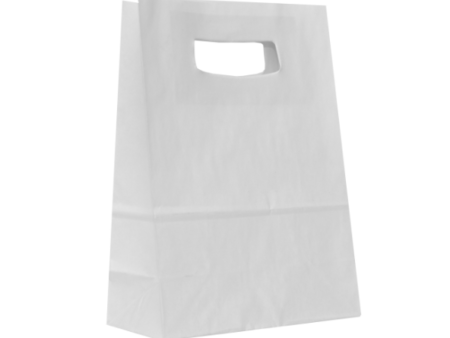 Sacosa hartie cu maner nuanta alb 14x7x21cm