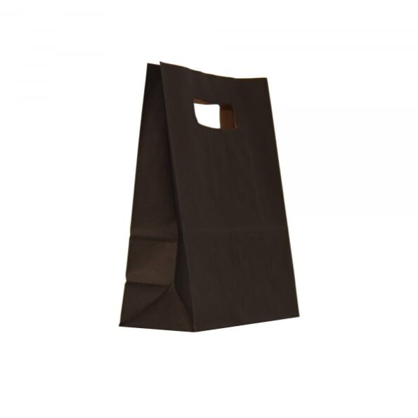 Punga hartie NEGRU cu maner decupat 14x7x21 cm