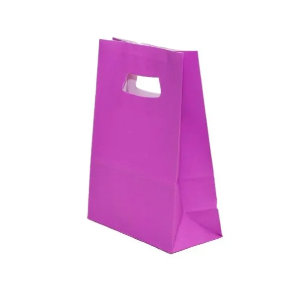 Punga hartie MOV cu maner decupat 14x7x21 cm
