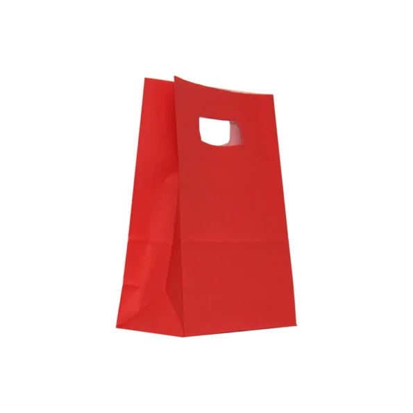 Punga hartie ROSU cu maner decupat 14x7x21cm