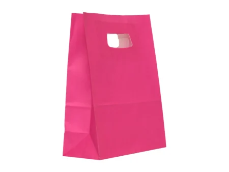 Punga hartie FUCHSIA cu maner decupat 14x7x21 cm