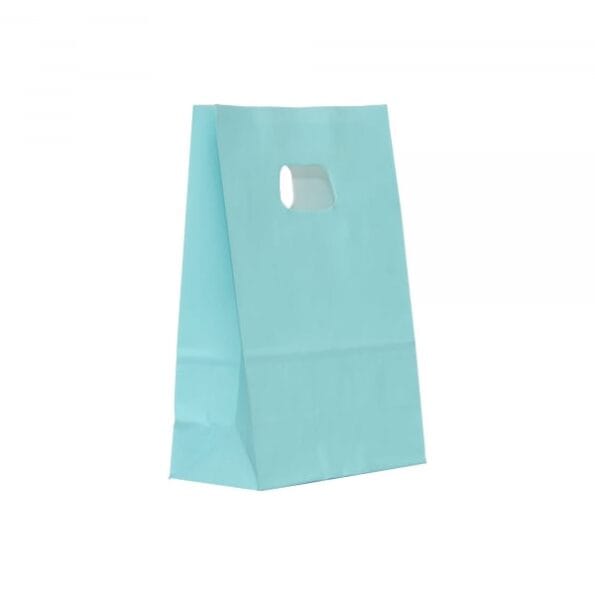 Pungi botez Ghid de alegere si stil 2026 Punga hartie ALBASTRU cu maner decupat 14x7x21 cm