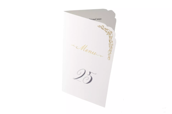 Meniu nunta elegant 10 x 20cm auriu