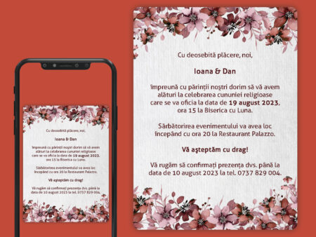 Invitatie digitala nunta cu flori