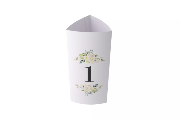 Meniu nunta elegant 9.5 × 21cm alb