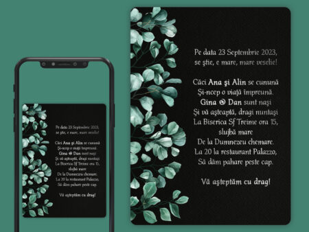 Invitatie digitala nunta cu frunze