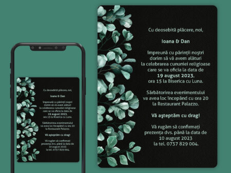 Invitatie digitala nunta cu frunze