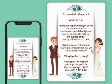 Invitatie digitala nunta cu mire si mireasa