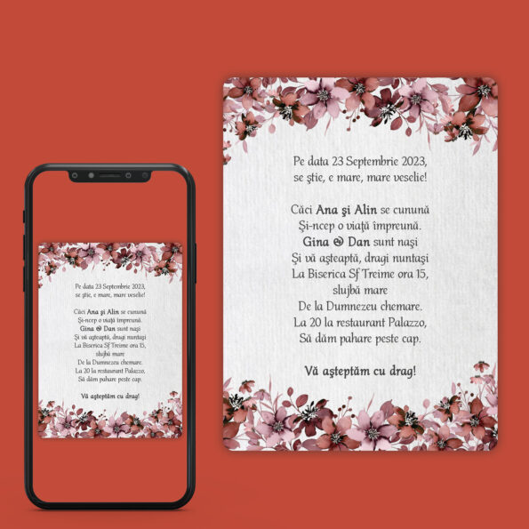 Invitatie digitala nunta cu flori