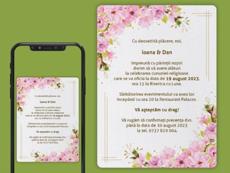 Invitatie digitala nunta cu flori