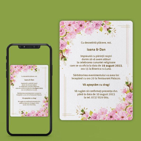 Invitatie digitala nunta cu flori