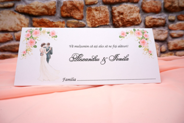 Plicuri bani elegante nunta 9 x 20cm alb