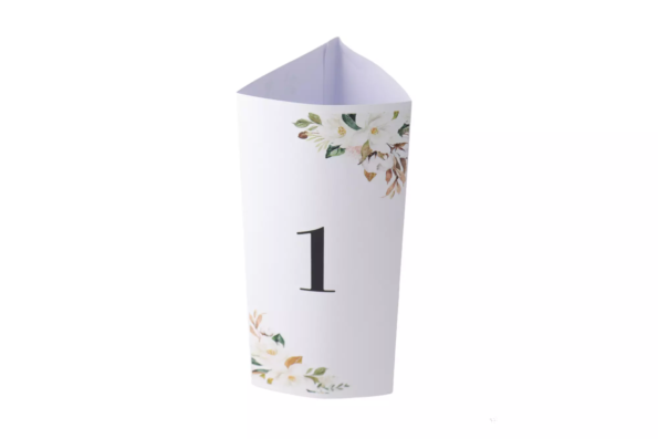 Meniu nunta elegant 9 x 19.5cm alb