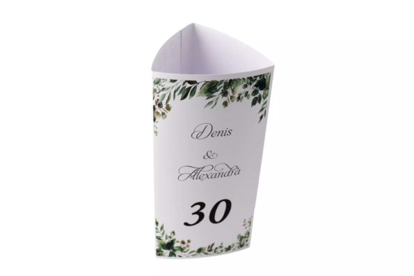Meniu nunta elegant 9.5 × 21cm alb