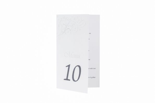 Meniu nunta elegant 11 x 18.5cm alb
