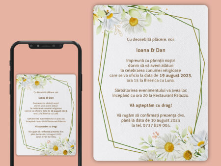 Invitatie digitala nunta cu flori